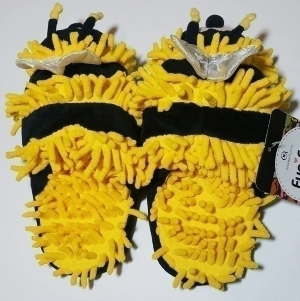 Aroma Home Bumble Bee Fuzzy Feet Slippers